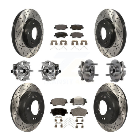 Front Rear Hub Bearing Coat Brake Rotor Pad Kit (10Pc) For 2017-2020 Hyundai Elantra 2.0L KBB-123743