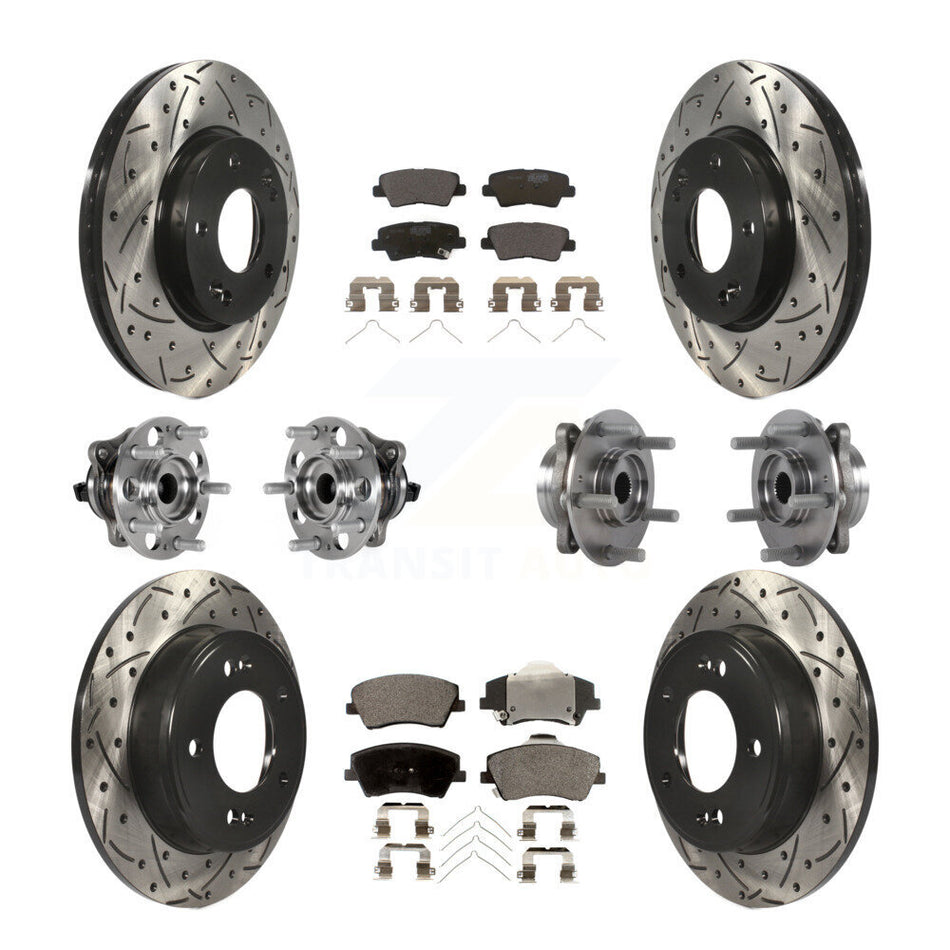 Front Rear Hub Bearing Coat Brake Rotor Pad Kit (10Pc) For 2017-2020 Hyundai Elantra 2.0L KBB-123743