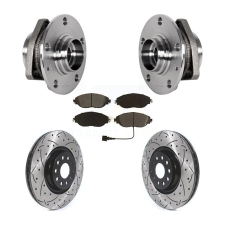 Front Hub Bearing Drill Slot Brake Rotor Pad Kit For Audi S3 With 80mm Pilot Diameter KBB-123753