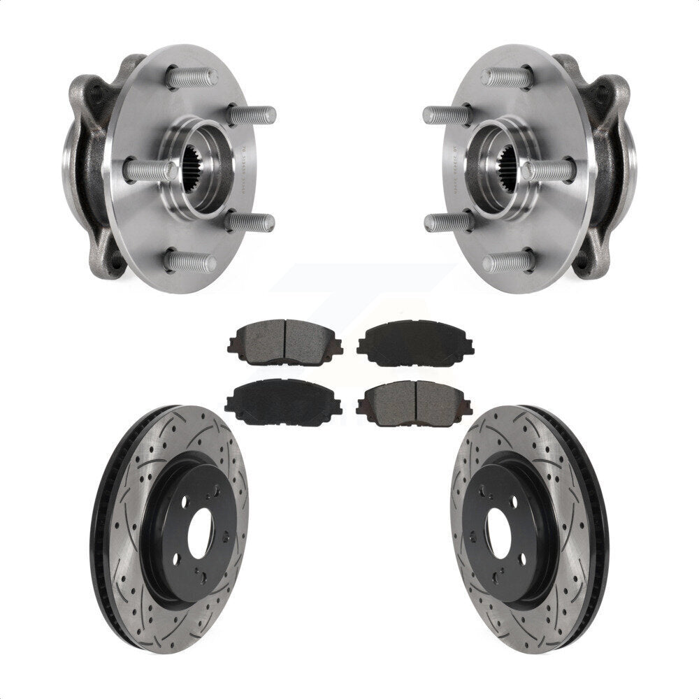 Front Hub Bearing Coat Drill Slot Brake Rotor Pad Kit For Toyota Camry Lexus ES250 Avalon KBB-123754
