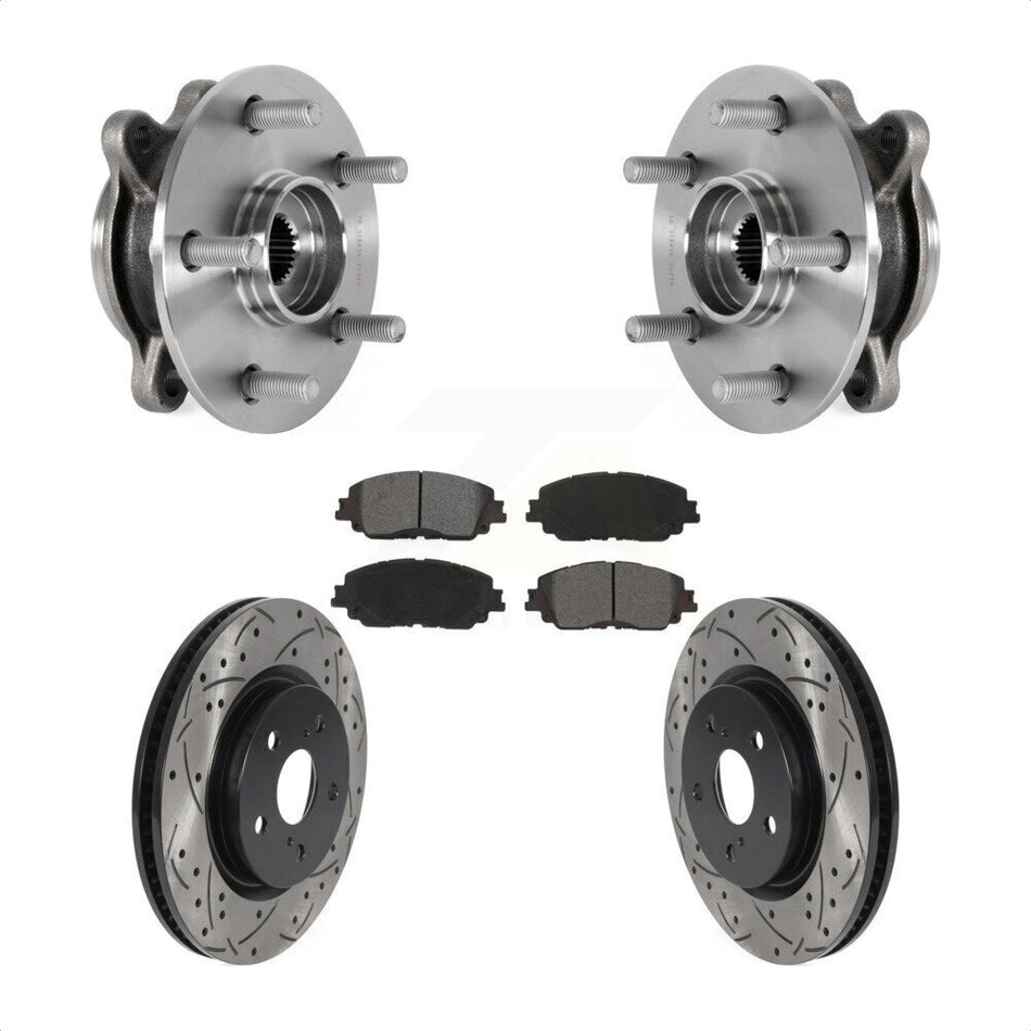 Front Hub Bearing Coat Drill Slot Brake Rotor Pad Kit For Toyota Camry Lexus ES250 Avalon KBB-123754
