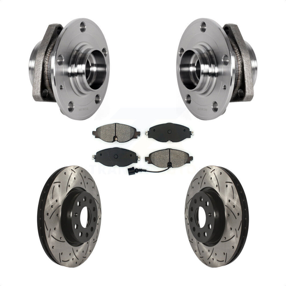 Front Hub Bearing Assembly Drilled Slot Brake Rotor Pads Kit For Audi A3 Sportback e-tron KBB-123757