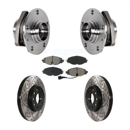 Front Hub Bearing Drill Slot Brake Rotor Pad Kit For Audi A3 With 80mm Pilot Diameter KBB-123758