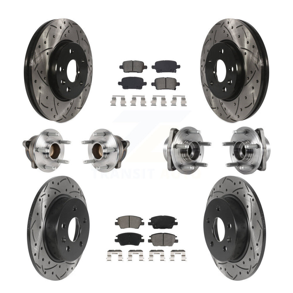 Front Rear Hub Bearings Assembly Coated Disc Brake Rotors And Semi-Metallic Pads Kit (10Pc) For Chevrolet Volt Bolt EV KBB-123759