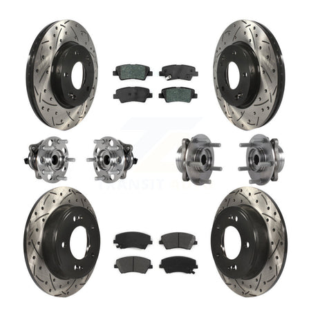 Front Rear Hub Bearing Coat Brake Rotor Pad Kit (10Pc) For 2017-2020 Hyundai Elantra 2.0L KBB-123761