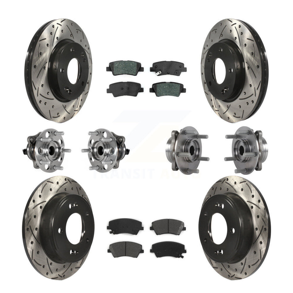 Front Rear Hub Bearing Coat Brake Rotor Pad Kit (10Pc) For 2017-2020 Hyundai Elantra 2.0L KBB-123761