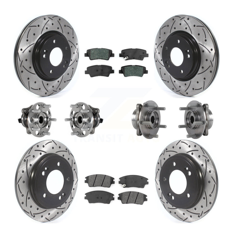 Front Rear Hub Bearing Coat Brake Rotor Pad Kit (10Pc) For 2017-2020 Hyundai Elantra 1.6L KBB-123762
