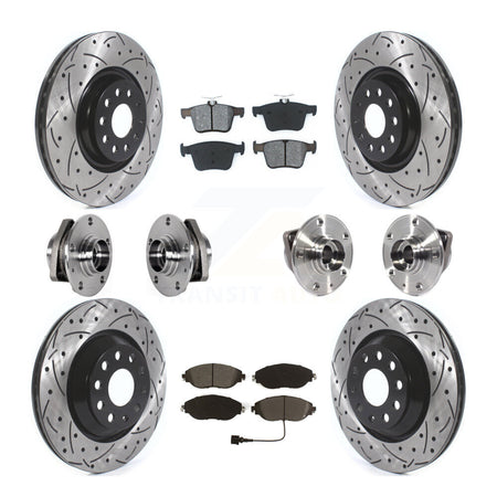 Front Rear Hub Bearing Coated Brake Rotor & Pads Kit (10Pc) For Volkswagen Golf R Audi S3 KBB-123765