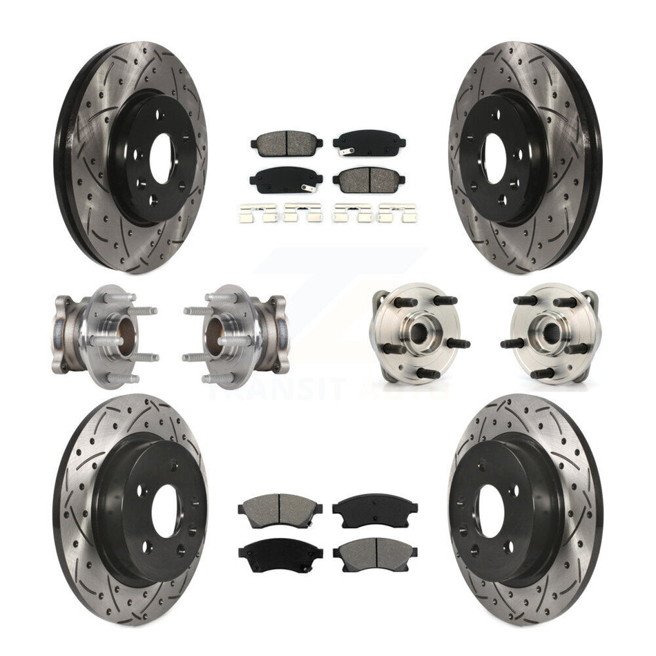 Front Rear Hub Bearings Assembly Coated Disc Brake Rotors And Semi-Metallic Pads Kit (10Pc) For Chevrolet Cruze Limited KBB-123768