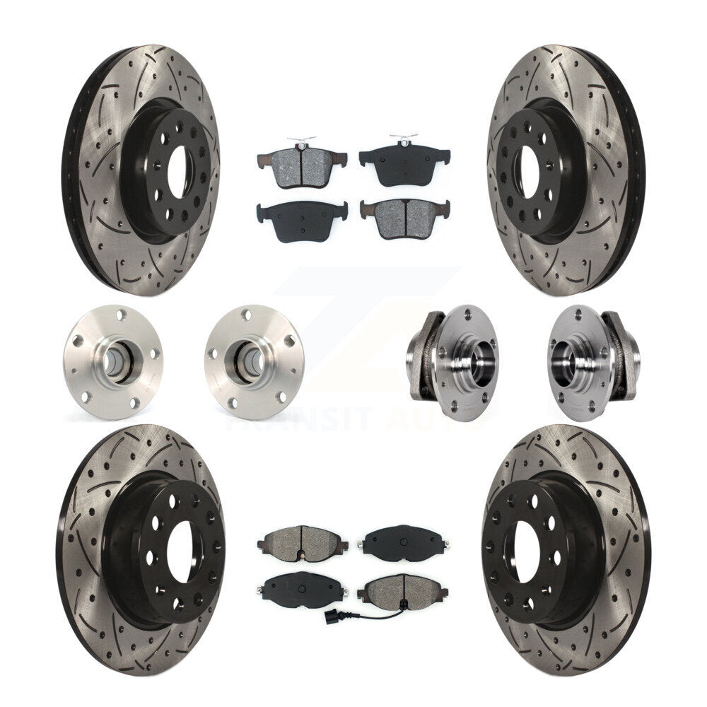 Front Rear Hub Bearing Coated Brake Rotor And Pad Kit (10Pc) For Audi A3 Sportback e-tron KBB-123773