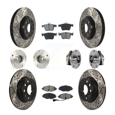 Front Rear Hub Bearing Coated Brake Rotor And Pad Kit (10Pc) For Audi A3 Sportback e-tron KBB-123773