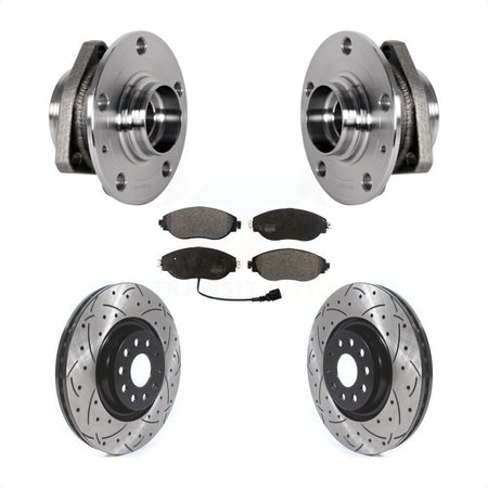 Front Hub Bearing Drill Slot Brake Rotor Pad Kit For Audi S3 With 80mm Pilot Diameter KBB-123785