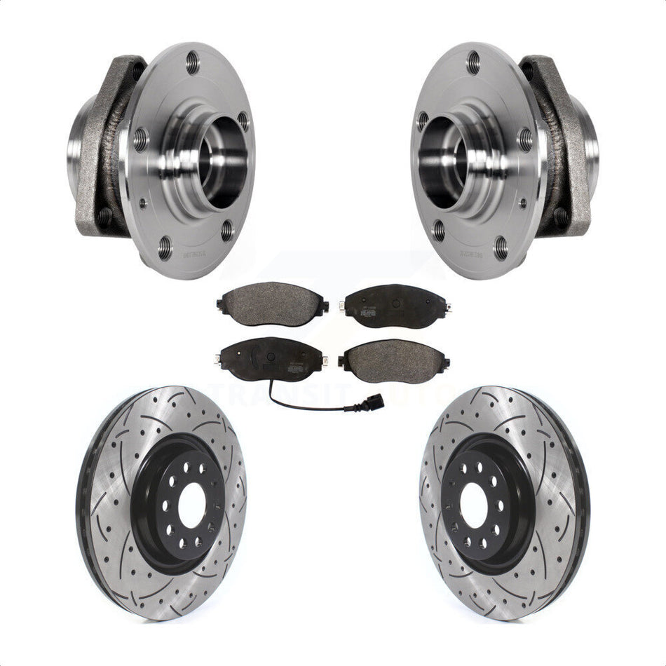 Front Hub Bearing Drill Slot Brake Rotor Pad Kit For Audi S3 With 80mm Pilot Diameter KBB-123785