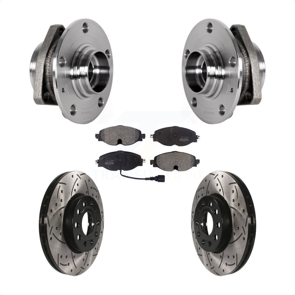 Front Hub Bearing Drill Slot Brake Rotor Pad Kit For Audi A3 With 80mm Pilot Diameter KBB-123789
