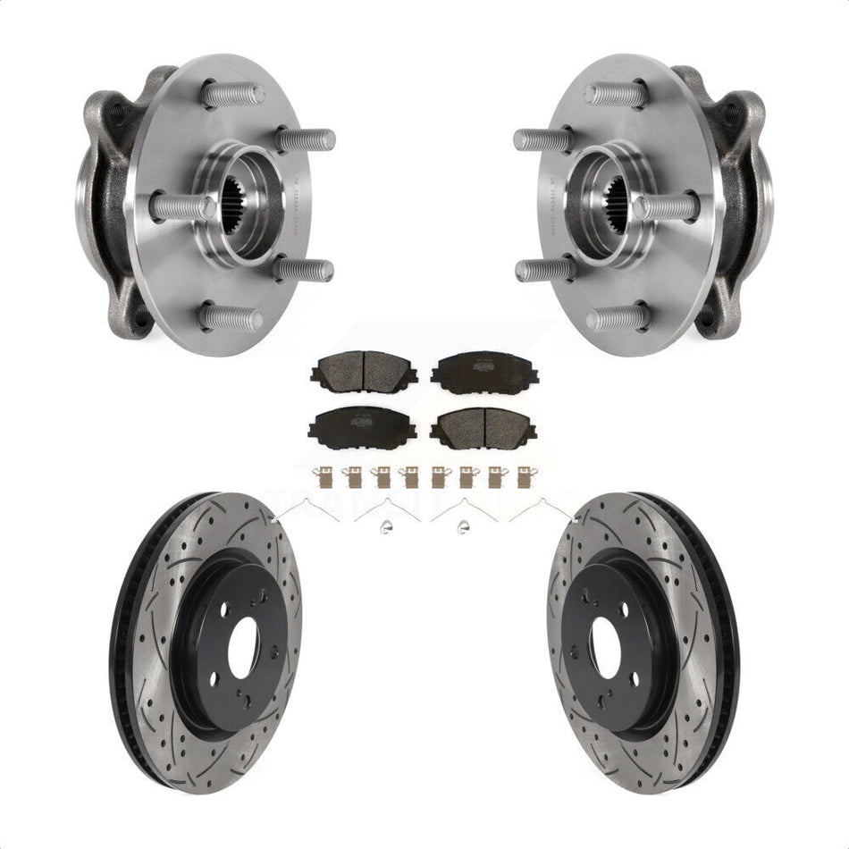 Front Hub Bearing Coat Drill Slot Brake Rotor Pad Kit For Toyota Camry Lexus ES250 Avalon KBB-123790