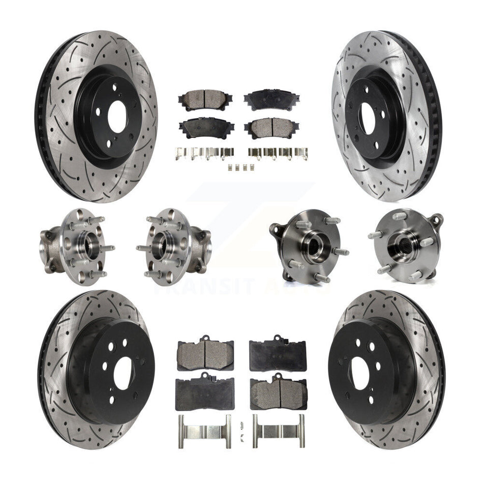 Front Rear Hub Bearing Coat Brake Rotor Pads Kit (10Pc) For Lexus IS300 IS350 GS350 RC350 KBB-123796