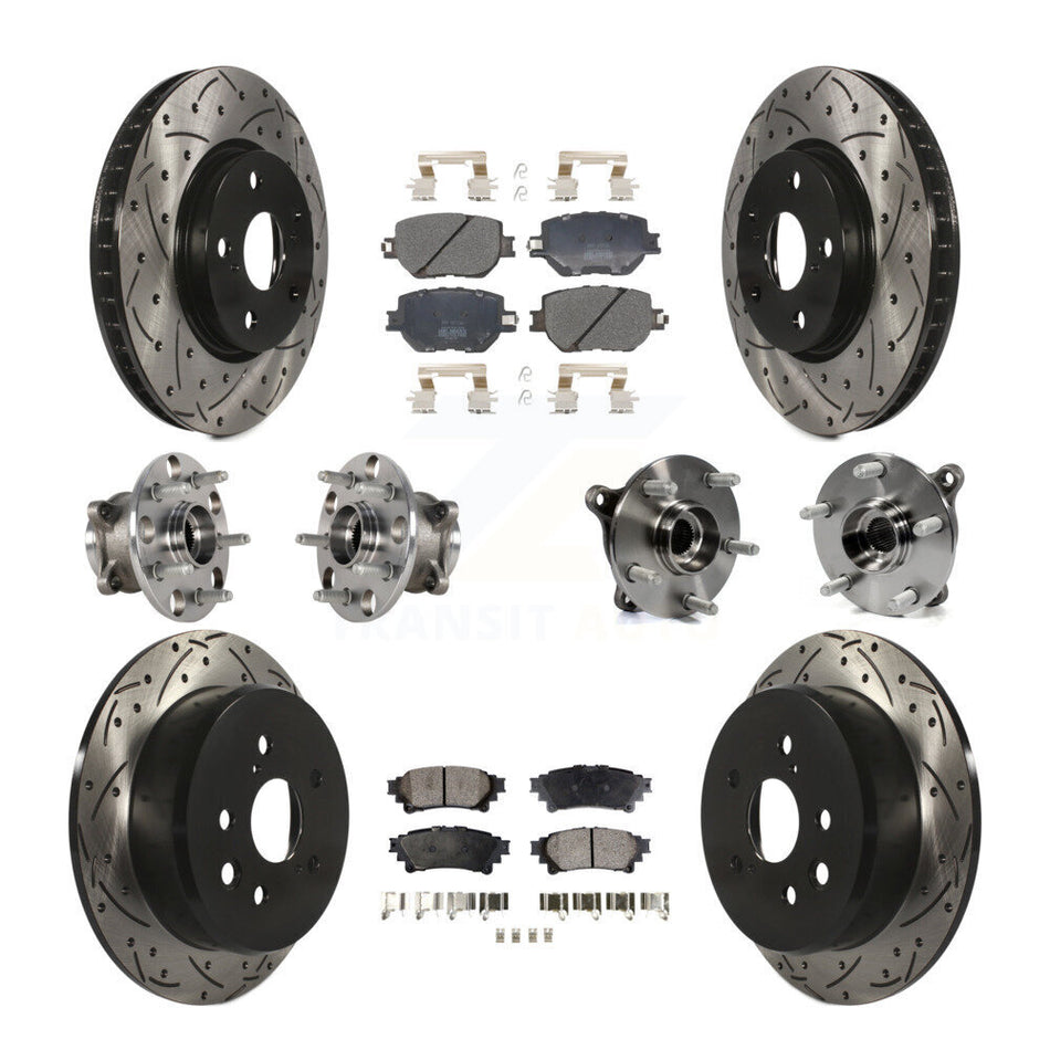 Front Rear Hub Bearings Assembly Coated Disc Brake Rotors And Semi-Metallic Pads Kit (10Pc) For Lexus IS250 KBB-123800