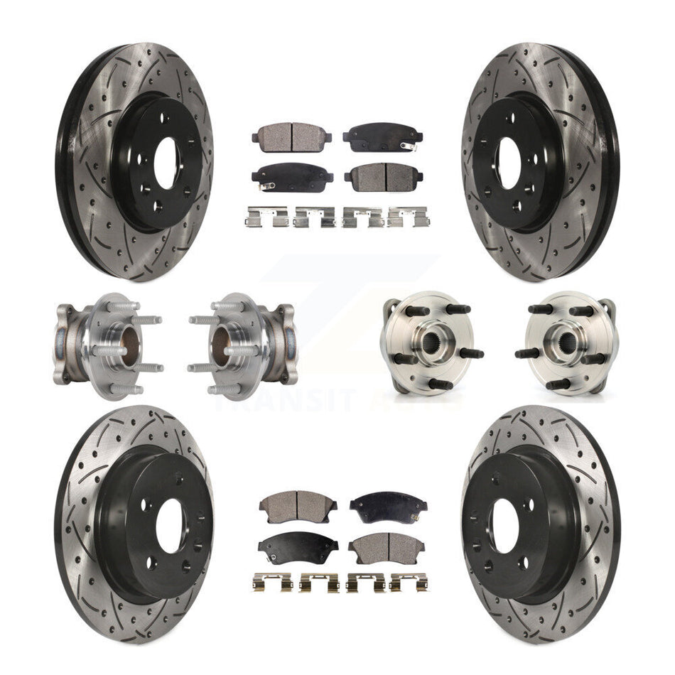 Front Rear Hub Bearings Assembly Coated Disc Brake Rotors And Semi-Metallic Pads Kit (10Pc) For Chevrolet Cruze Limited KBB-123804