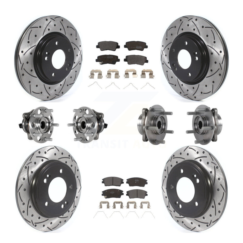 Front Rear Hub Bearing Coat Brake Rotor Pad Kit (10Pc) For 2017-2020 Hyundai Elantra 1.6L KBB-123814
