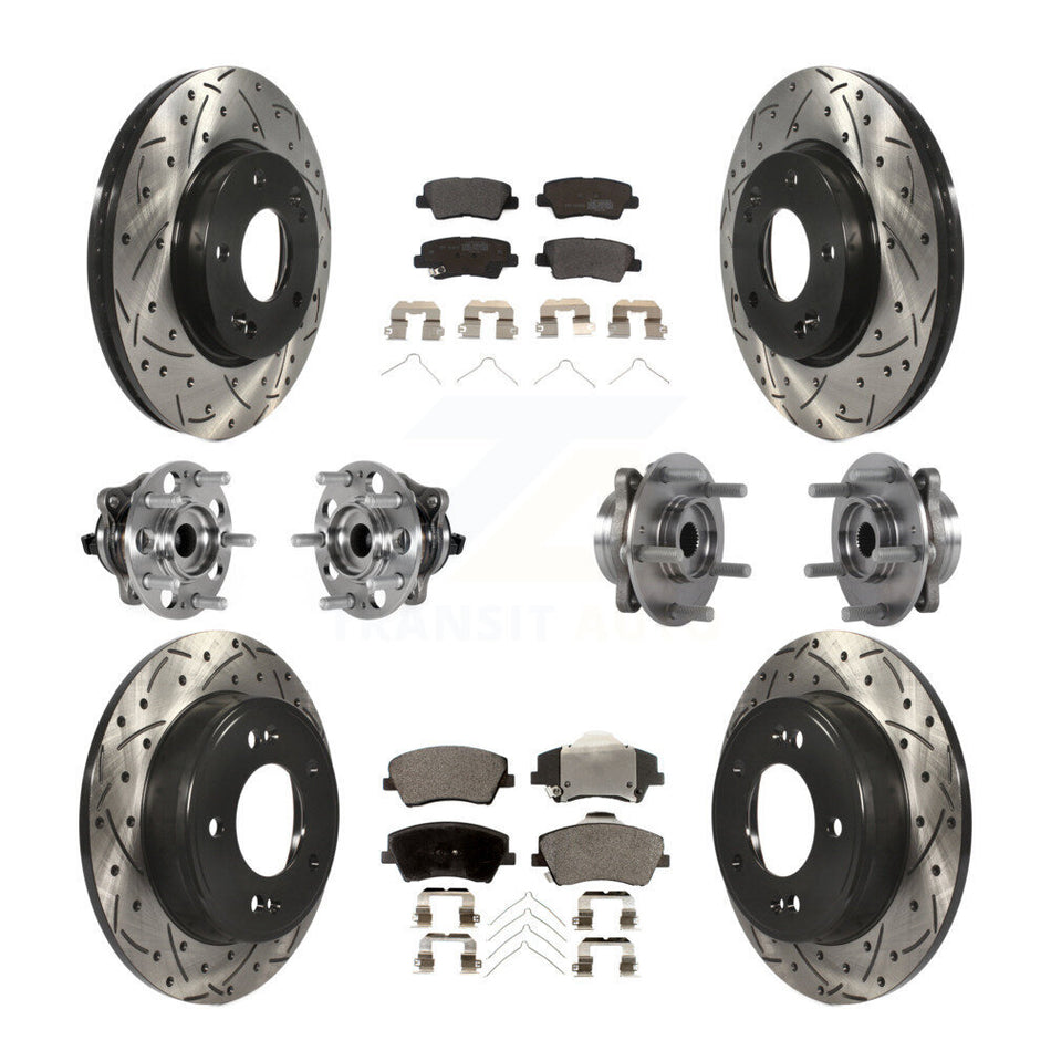 Front Rear Hub Bearing Coat Brake Rotor Pad Kit (10Pc) For 2017-2020 Hyundai Elantra 2.0L KBB-123815