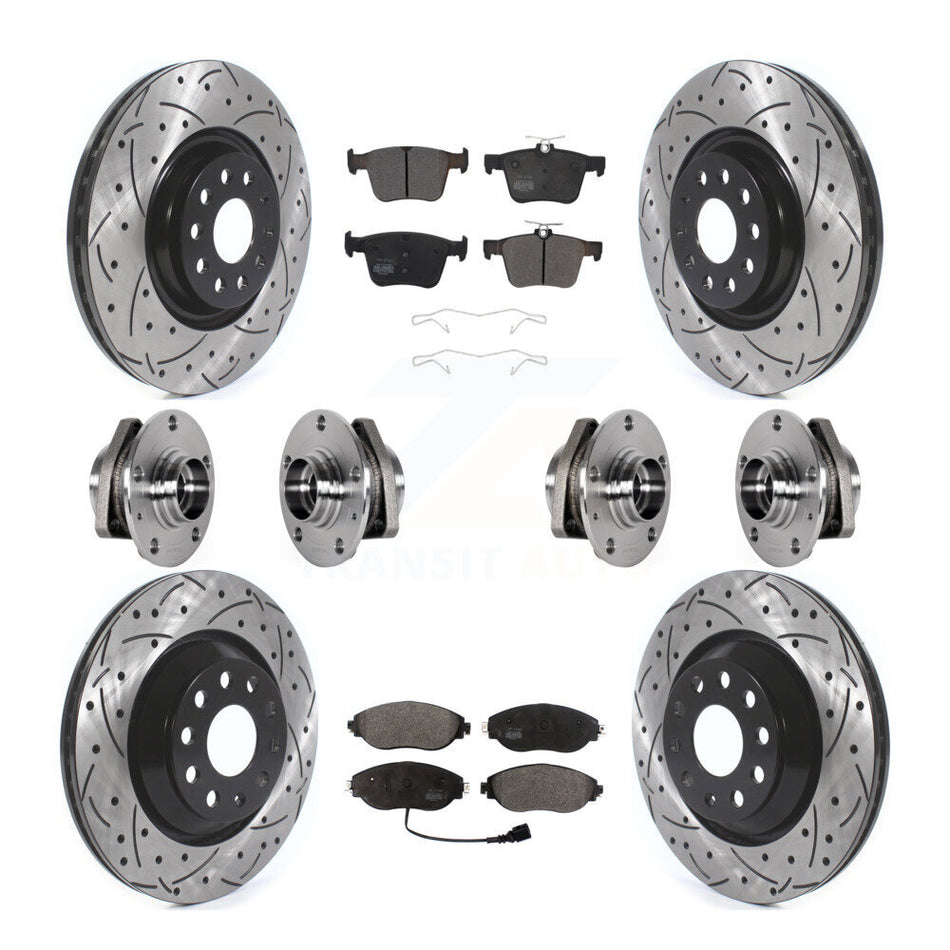 Front Rear Hub Bearings Assembly Coated Disc Brake Rotors And Pads Kit (10Pc) For Audi S3 KBB-123821