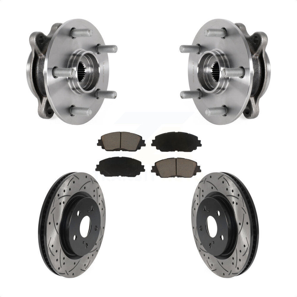 Front Hub Bearing Coat Drill Slot Brake Rotor Pad Kit For Toyota Camry Lexus ES250 Avalon KBB-123833