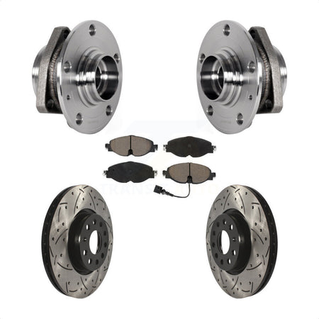 Front Hub Bearing Assembly Drilled Slot Brake Rotor Pads Kit For Audi A3 Sportback e-tron KBB-123834