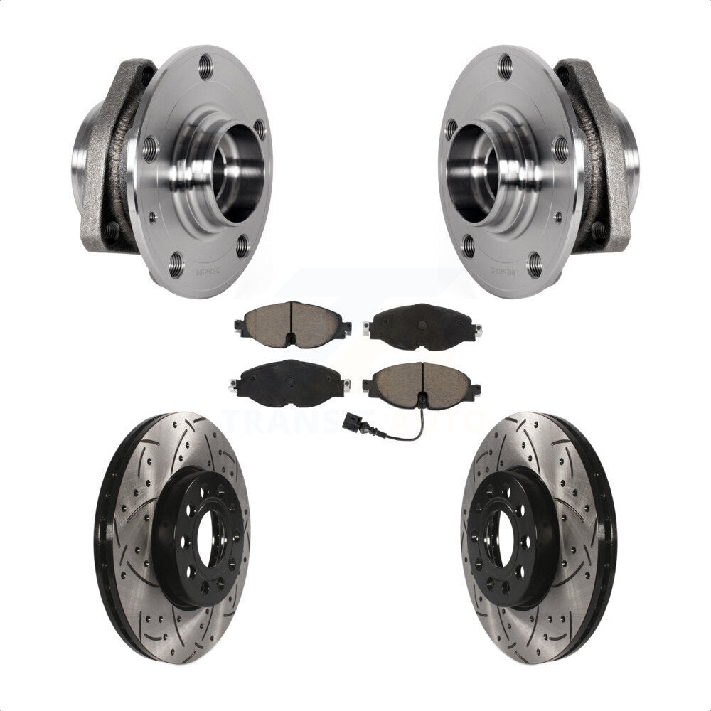 Front Hub Bearing Drill Slot Brake Rotor Pad Kit For Audi A3 With 80mm Pilot Diameter KBB-123835