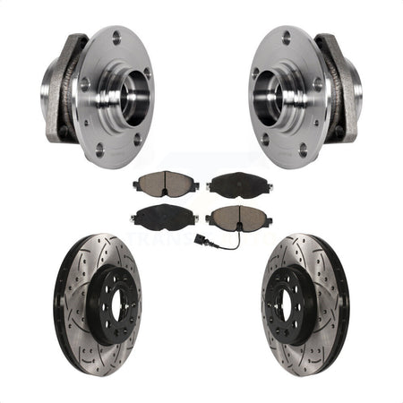 Front Hub Bearing Drill Slot Brake Rotor Pad Kit For Audi A3 With 80mm Pilot Diameter KBB-123835