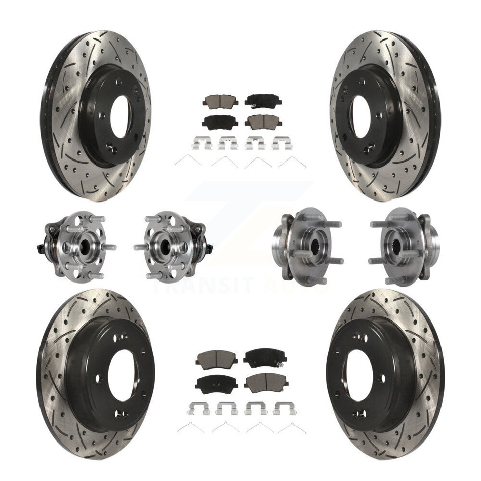 Front Rear Hub Bearing Coat Brake Rotor Pad Kit (10Pc) For 2017-2020 Hyundai Elantra 2.0L KBB-123851