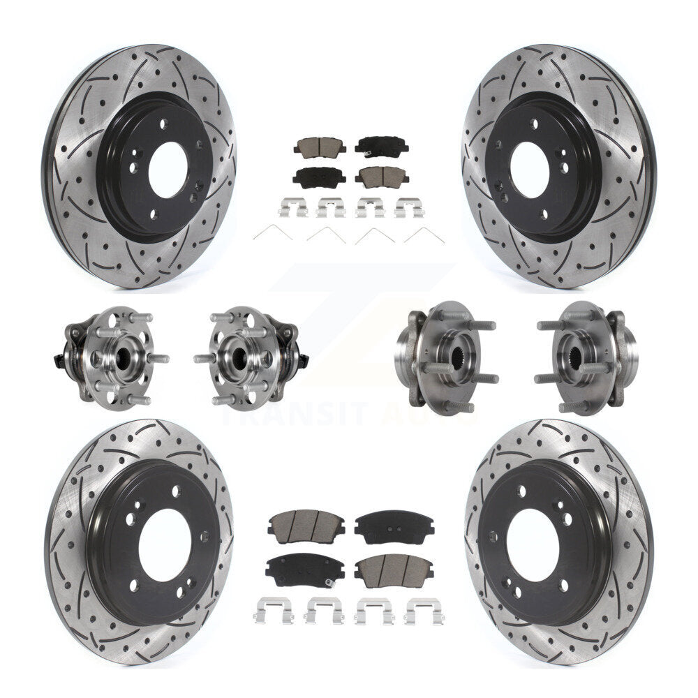 Front Rear Hub Bearing Coat Brake Rotor Pad Kit (10Pc) For 2017-2020 Hyundai Elantra 1.6L KBB-123852