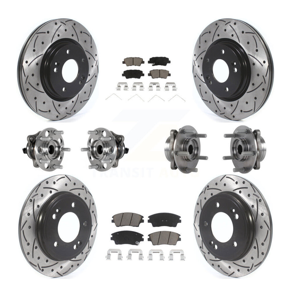 Front Rear Hub Bearing Coat Brake Rotor Pad Kit (10Pc) For 2017-2020 Hyundai Elantra 1.6L KBB-123852