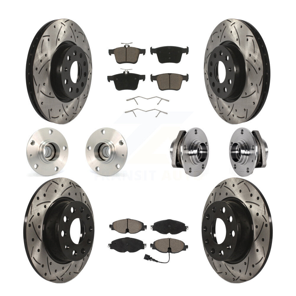 Front Rear Hub Bearing Coated Brake Rotor And Pad Kit (10Pc) For Audi A3 Sportback e-tron KBB-123860