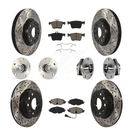 Front Rear Hub Bearing Coated Brake Rotor And Pad Kit (10Pc) For Audi A3 Sportback e-tron KBB-123860