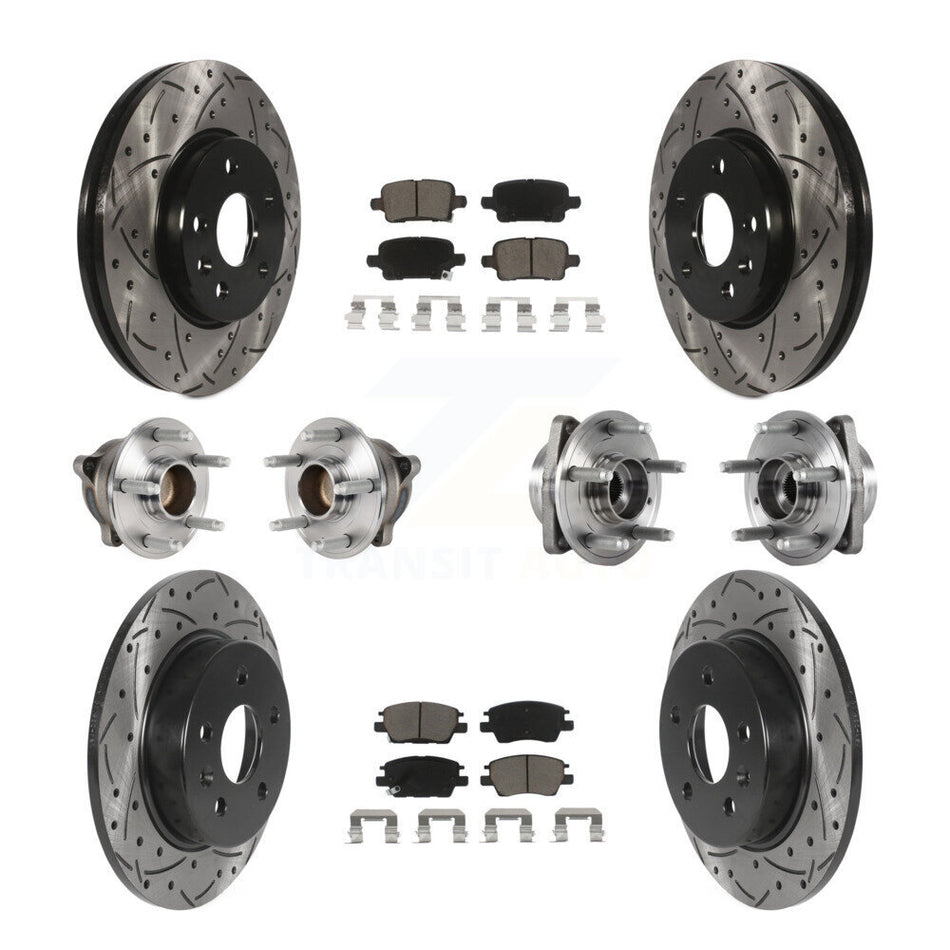 Front Rear Hub Bearings Assembly Coated Disc Brake Rotors And Ceramic Pads Kit (10Pc) For Chevrolet Volt Bolt EV KBB-123866