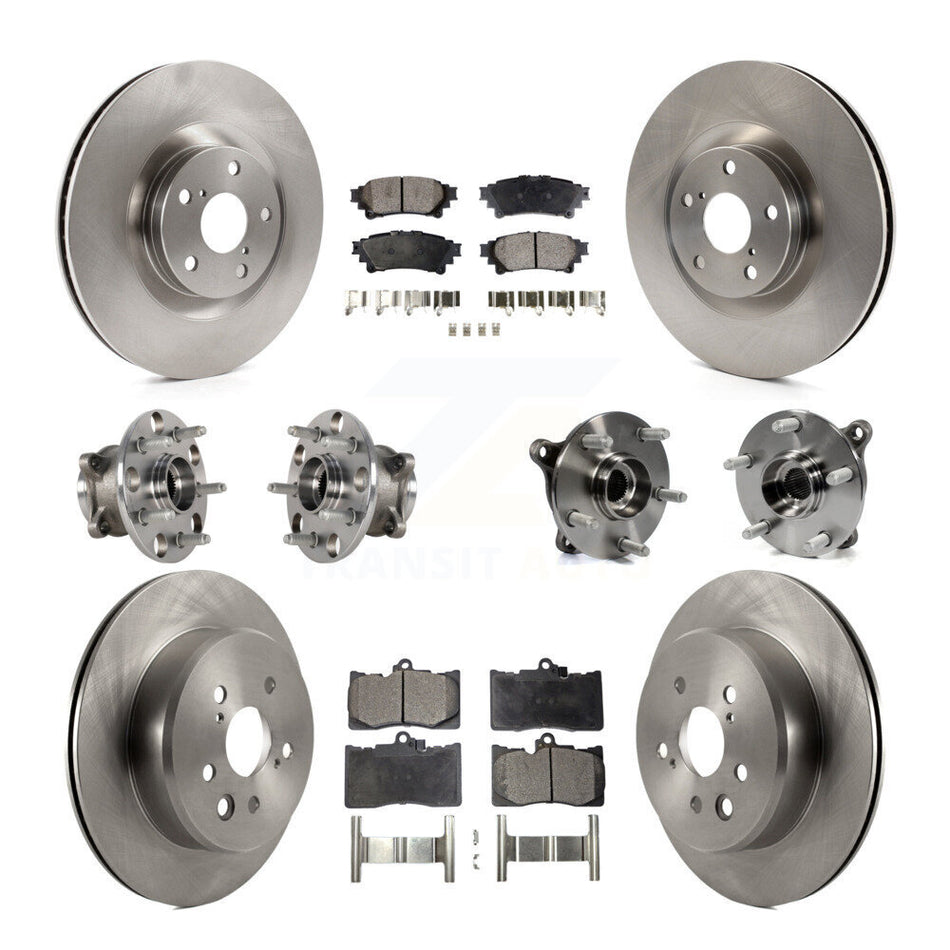 Front Rear Hub Bearings Assembly Disc Brake Rotors And Ceramic Pads Kit (10Pc) For Lexus GS350 IS300 IS350 RC350 RC300 KBB-123874