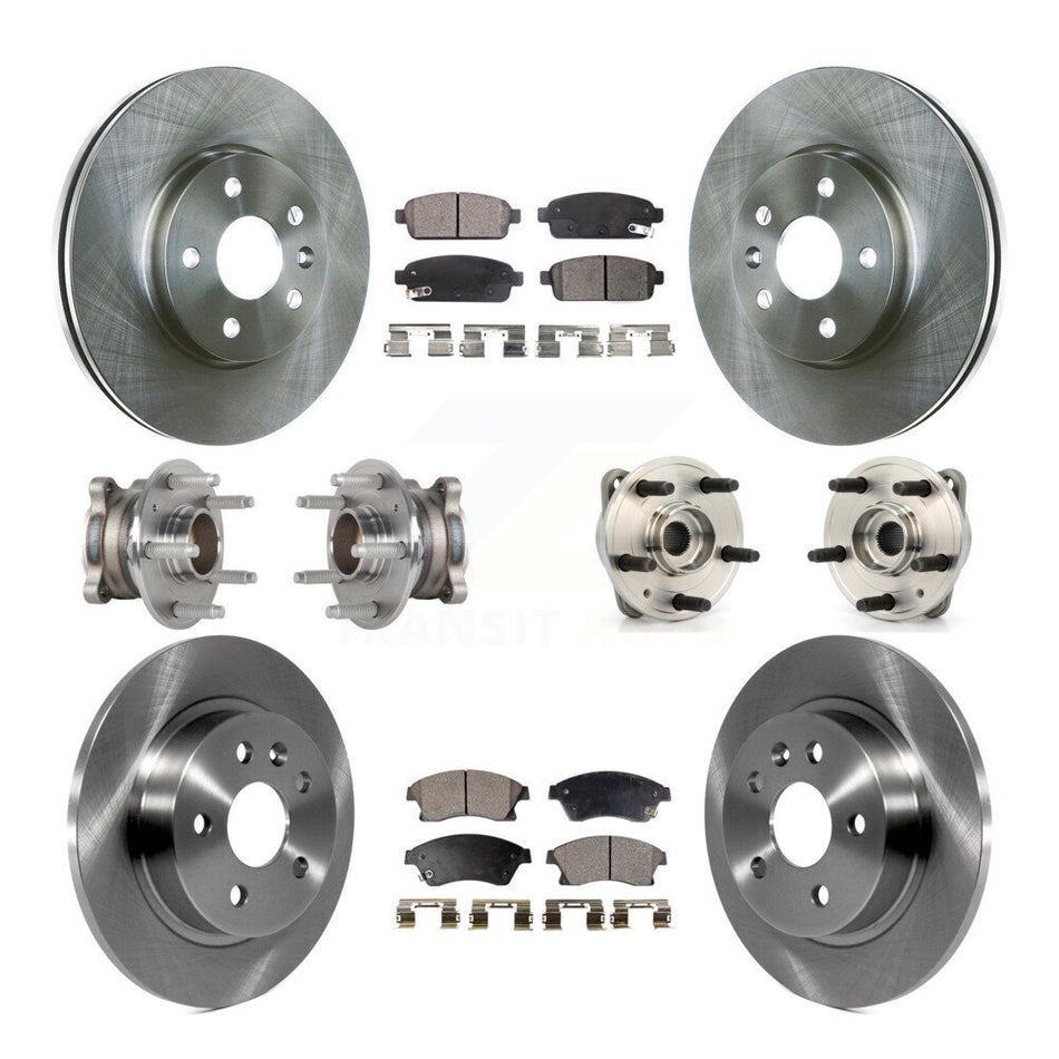 Front Rear Hub Bearings Assembly Disc Brake Rotors And Ceramic Pads Kit (10Pc) For Chevrolet Cruze Limited KBB-123883