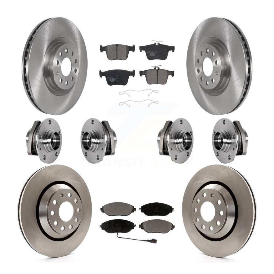 Front Rear Hub Bearing Assembly Disc Brake Rotors And Ceramic Pads Kit (10Pc) For Audi S3 KBB-123890