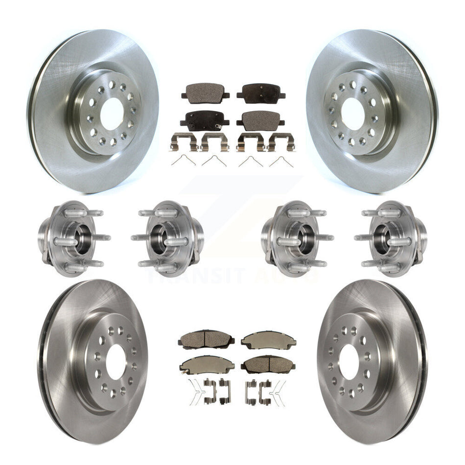Front Rear Hub Bearings Assembly Disc Brake Rotors And Ceramic Pads Kit (10Pc) For 2018-2019 Cadillac XT5 4WD KBB-123899