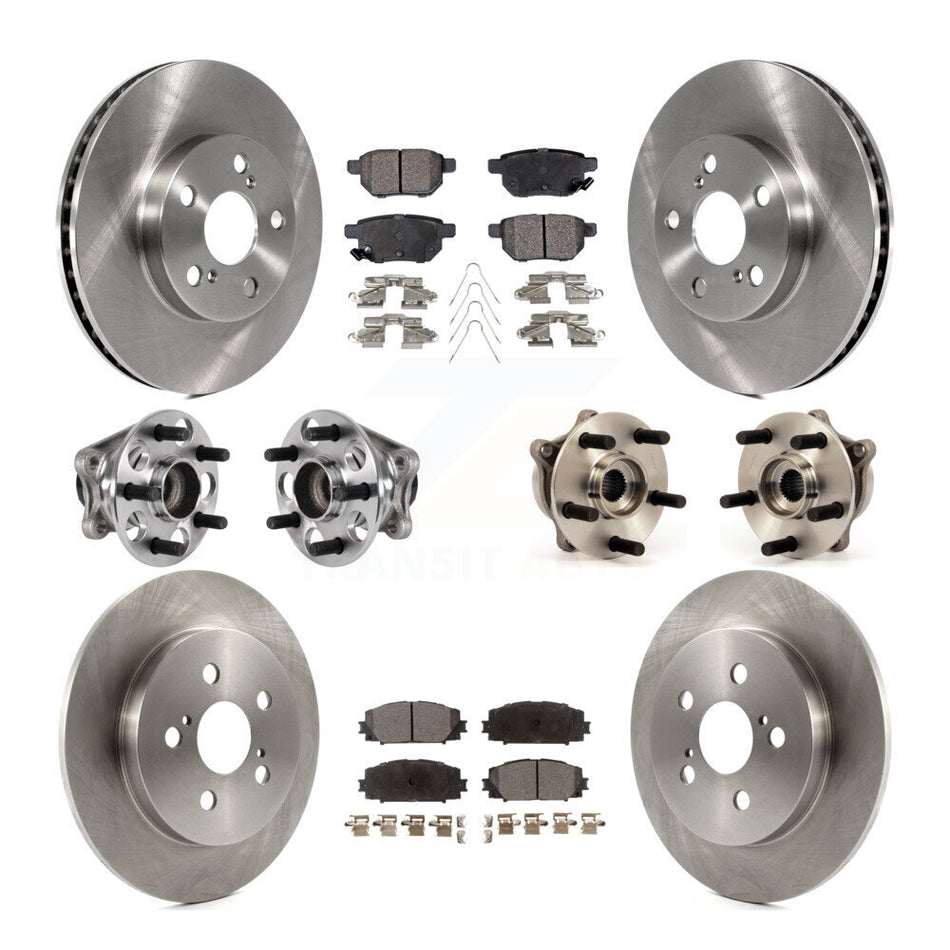 Front Rear Hub Bearings Disc Brake Rotors And Ceramic Pads Kit (10Pc) For Lexus CT200h KBB-123900