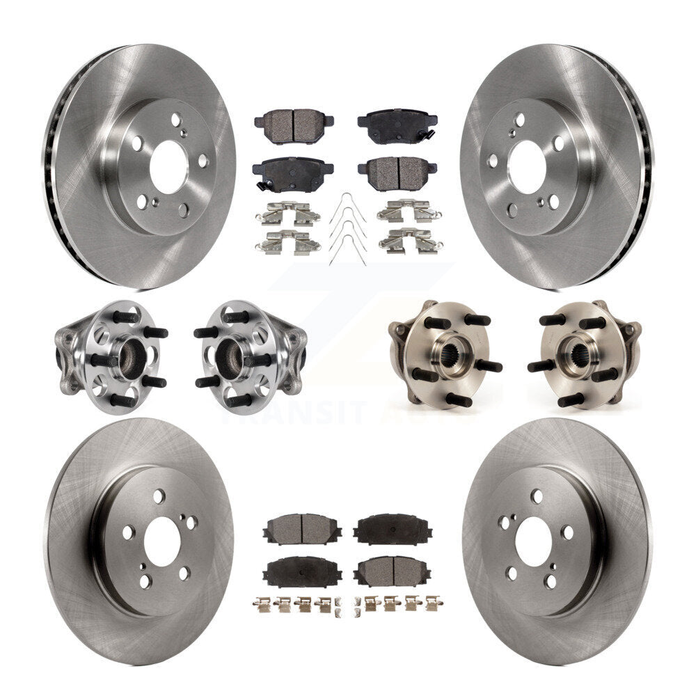 Front Rear Hub Bearings Disc Brake Rotors And Ceramic Pads Kit (10Pc) For Lexus CT200h KBB-123901
