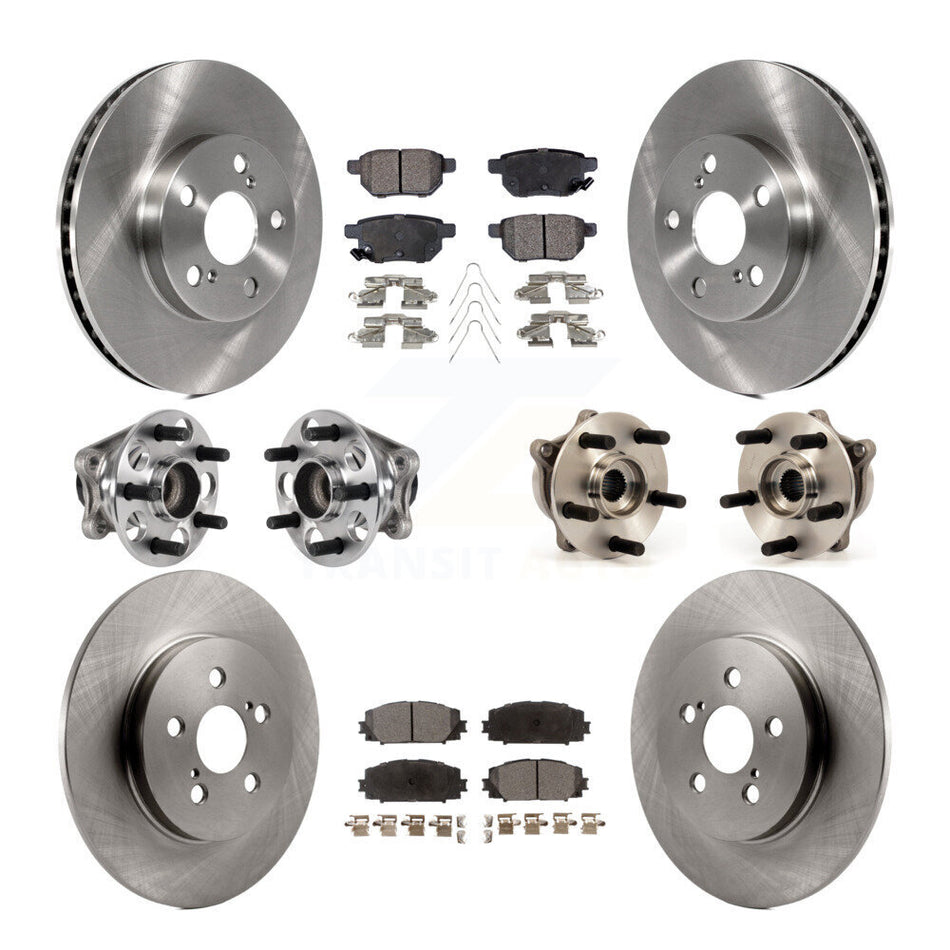 Front Rear Hub Bearings Disc Brake Rotors And Ceramic Pads Kit (10Pc) For Lexus CT200h KBB-123901