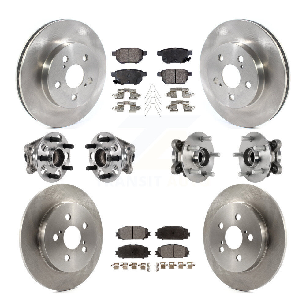 Front Rear Hub Bearing Disc Brake Rotor And Ceramic Pad Kit (10Pc) For Toyota Prius Prime KBB-123902