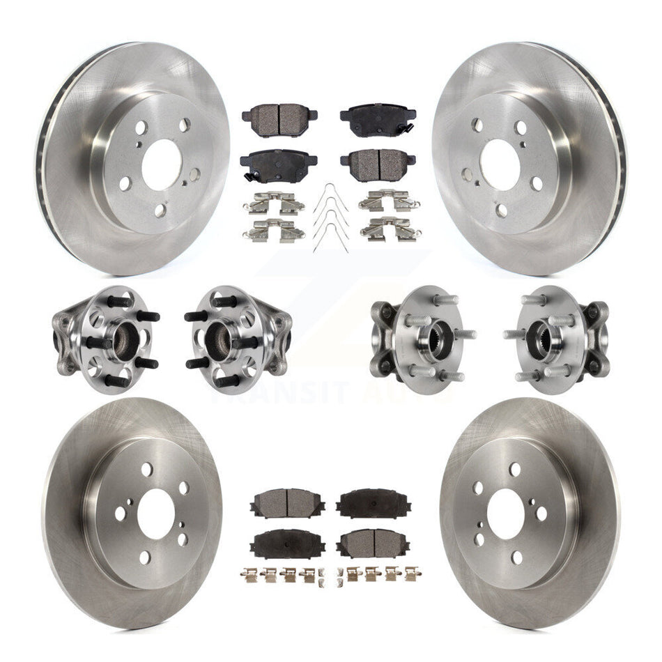 Front Rear Hub Bearing Disc Brake Rotor And Ceramic Pad Kit (10Pc) For Toyota Prius Prime KBB-123902