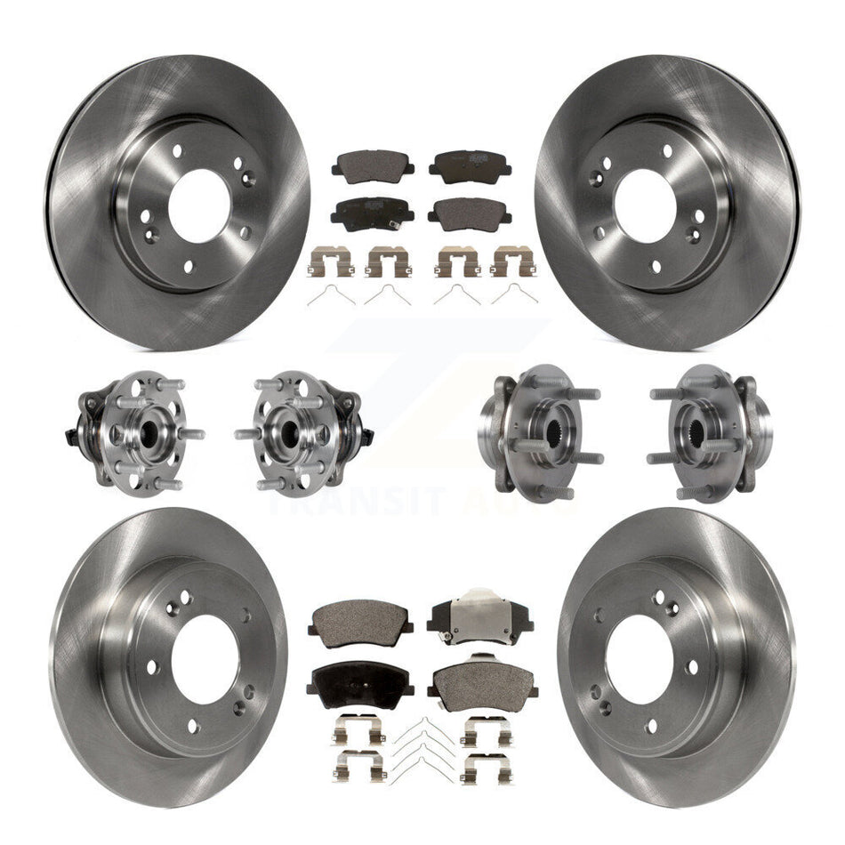 Front Rear Hub Bearing Disc Brake Rotor Pad Kit (10Pc) For 2017-2020 Hyundai Elantra 2.0L KBB-123907