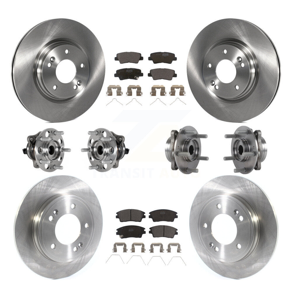 Front Rear Hub Bearing Disc Brake Rotor Pad Kit (10Pc) For 2017-2020 Hyundai Elantra 1.6L KBB-123908