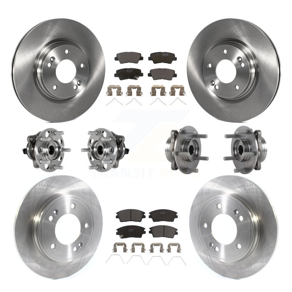 Front Rear Hub Bearing Disc Brake Rotor Pad Kit (10Pc) For 2017-2020 Hyundai Elantra 1.6L KBB-123908