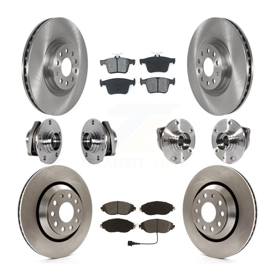 Front Rear Hub Bearing Disc Brake Rotor And Pads Kit (10Pc) For Volkswagen Golf R Audi S3 KBB-123917