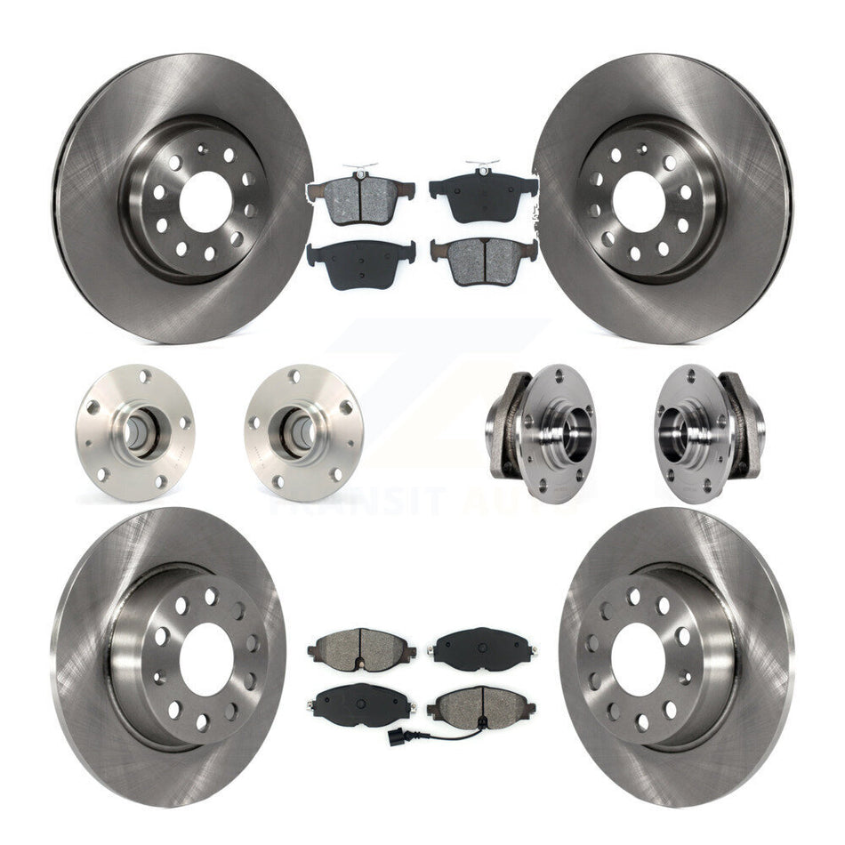 Front Rear Hub Bearing Disc Brake Rotors And Pads Kit (10Pc) For Audi A3 Sportback e-tron KBB-123919