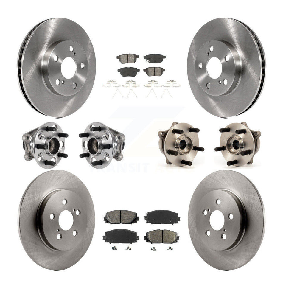Front Rear Hub Bearing Disc Brake Rotor And Semi-Metallic Pad Kit (10Pc) For Lexus CT200h KBB-123922